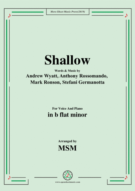 Shallow In B Flat Minor For Voice And Piano Sheet Music