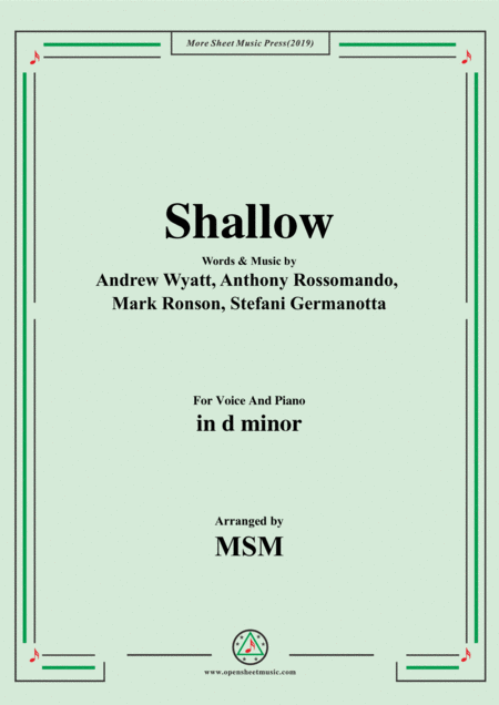 Shallow In D Minor For Voice And Piano Sheet Music