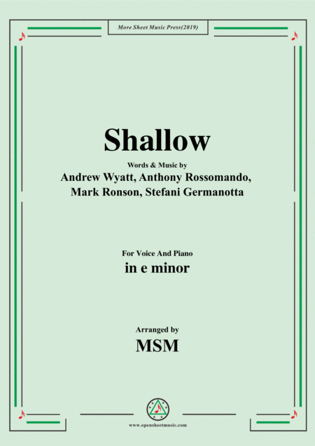 Free Sheet Music Shallow In E Minor For Voice And Piano