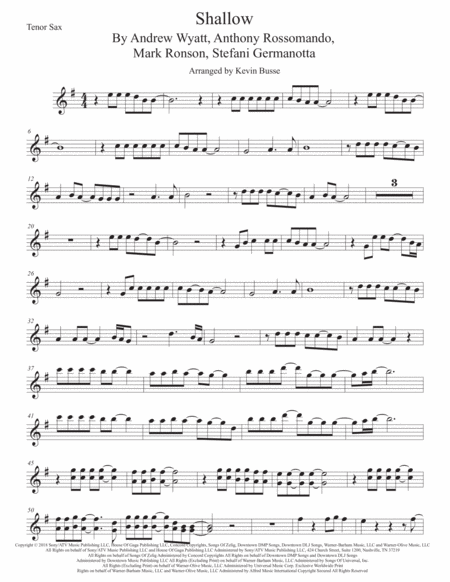 Shallow Tenor Sax Sheet Music