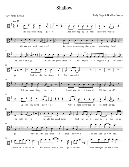 Shallow Viola Solo Sheet Music