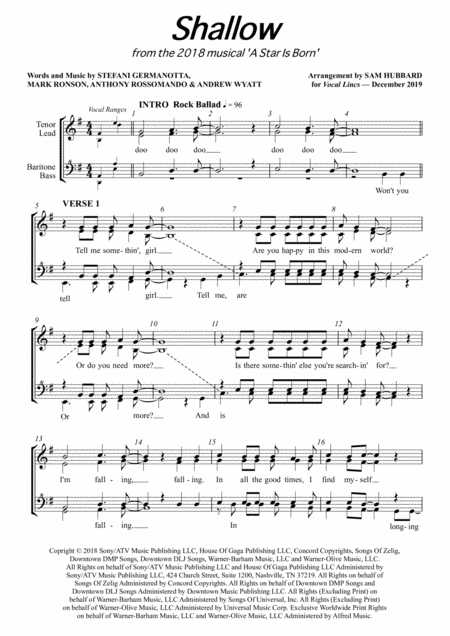 Free Sheet Music Shallow W