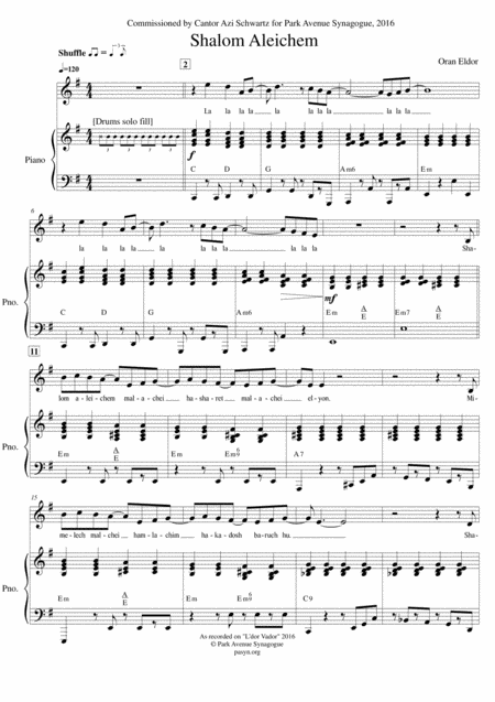 Shalom Aleikhem Sheet Music