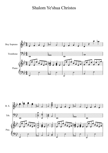 Free Sheet Music Shalom Ye Shua Christos