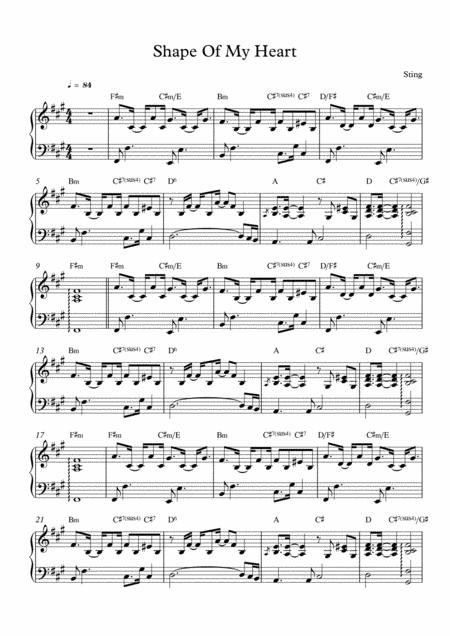 Shape Of My Heart Sting Piano Sheet Music For Both Hands Sheet Music