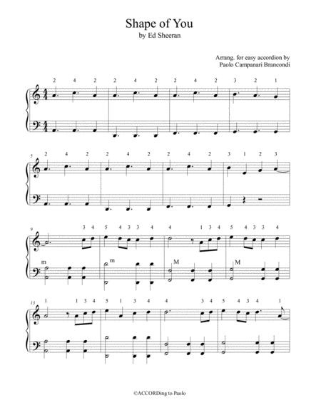 Shape Of You Accordion Arrangement Sheet Music