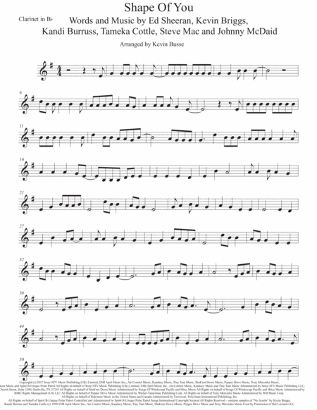 Shape Of You Clarinet Sheet Music