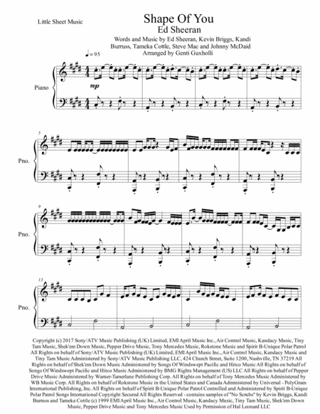 Free Sheet Music Shape Of You Easy Piano