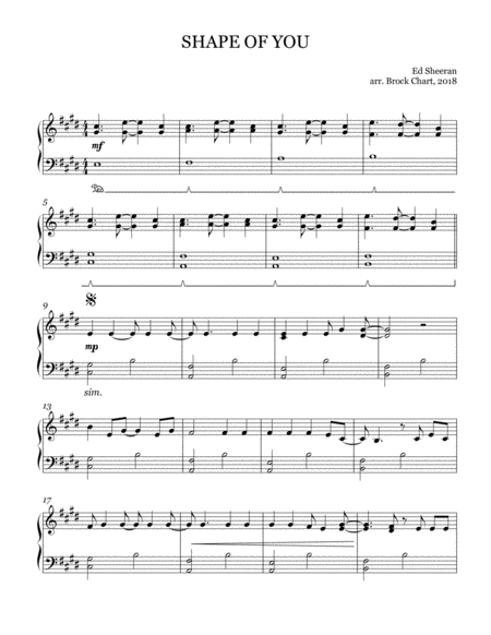 Shape Of You Late Intermediate Piano Solo Sheet Music