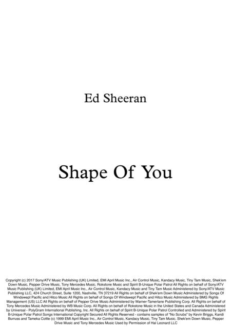 Shape Of You Piano Solo Sheet Music