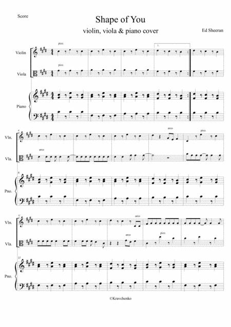 Shape Of You Piano Trio Piano Violin Viola Sheet Music