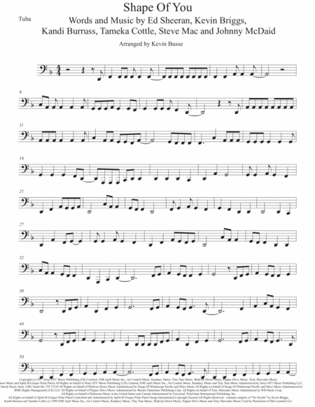 Free Sheet Music Shape Of You Tuba