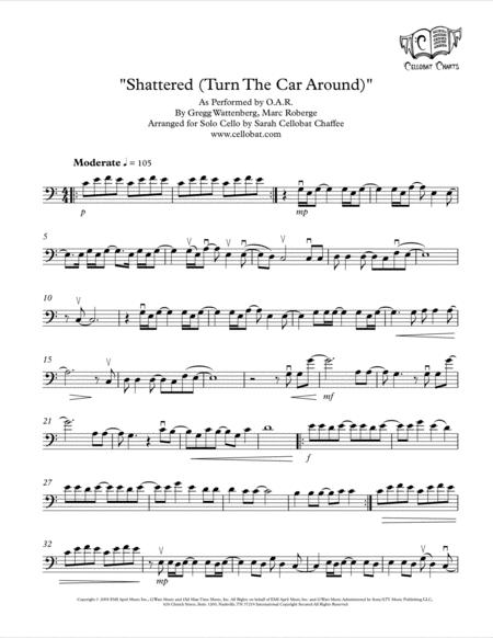 Shattered Turn The Car Around Solo Cello O A R Arr Cellobat Sheet Music