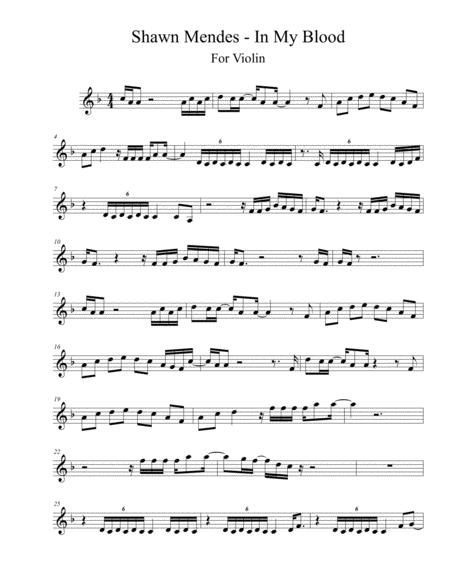 Shawn Mendes In My Blood Violin Sheet Music