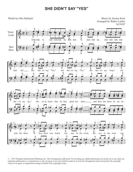 Free Sheet Music She Didnt Say Yes