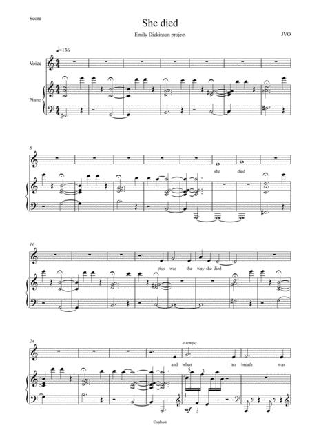 She Died This Was The Way She Died Emily Dickinson Sheet Music
