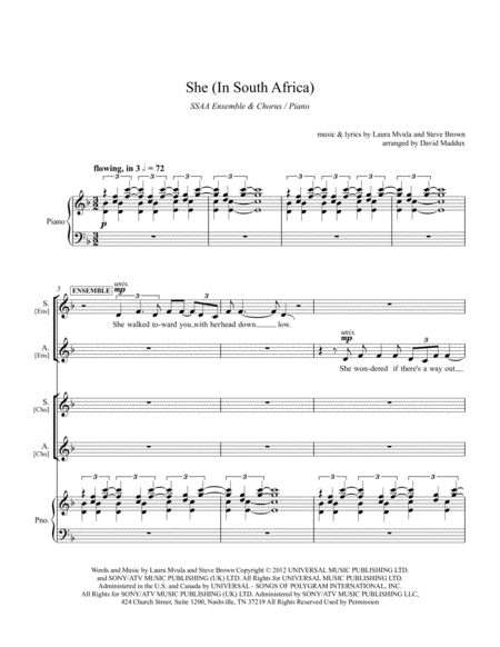 She In South Africa Sheet Music
