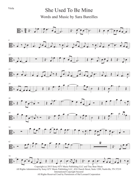 She Used To Be Mine Original Key Viola Sheet Music