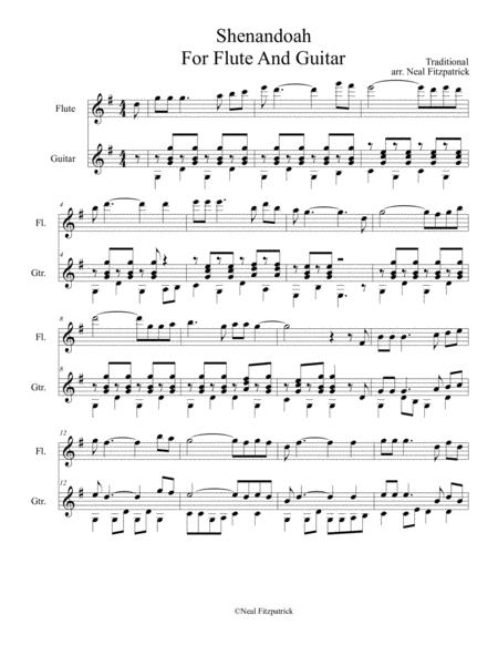 Free Sheet Music Shenandoah For Flute And Guitar
