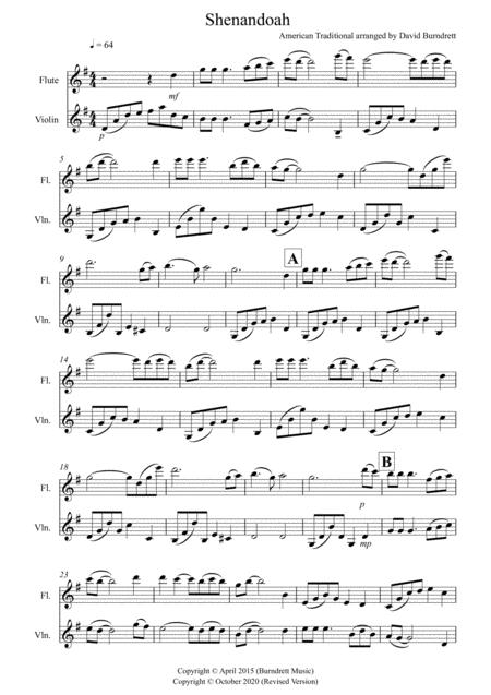 Shenandoah For Flute And Violin Duet Sheet Music