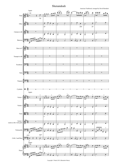 Free Sheet Music Shenandoah For School Orchestra