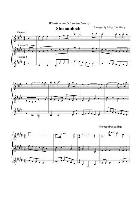 Shenandoah For Three Guitars Sheet Music