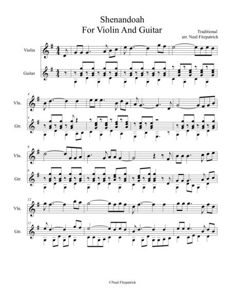 Shenandoah For Violin And Guitar Sheet Music