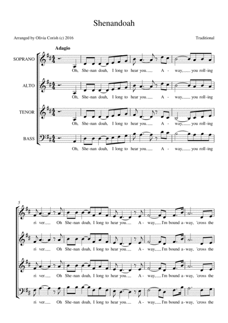 Shenandoah Satb A Capella Sheet Music