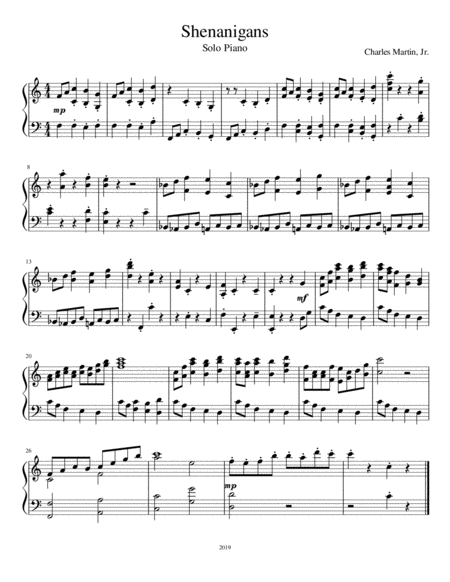 Shenanigans For Solo Piano Sheet Music