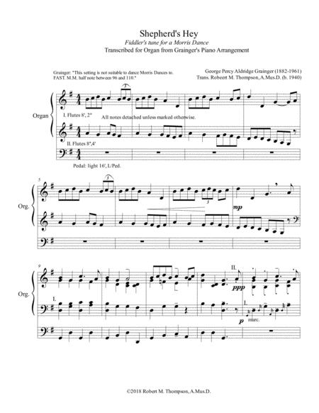Free Sheet Music Shepherds Hey English Fiddlers Tune For Organ