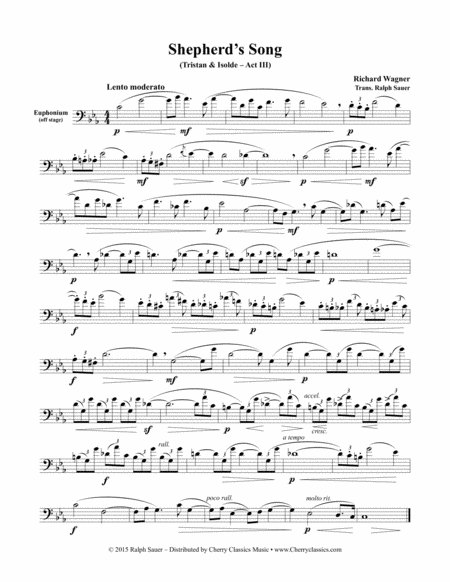 Free Sheet Music Shepherds Song From Tristan Isolde For Unaccompanied Euphonium