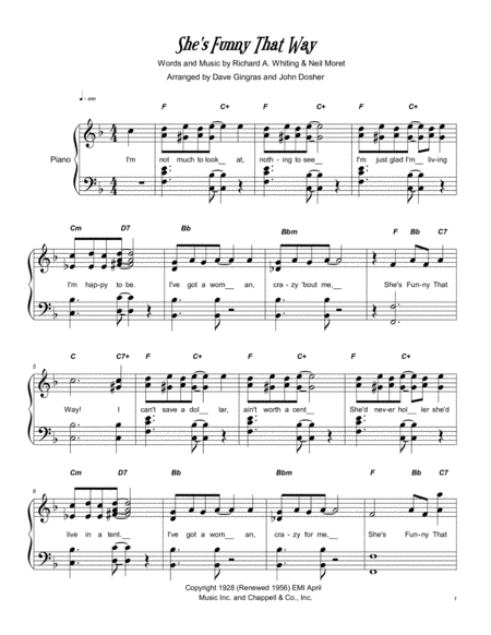 Free Sheet Music Shes Funny That Way