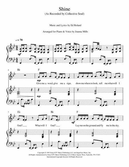 Shine As Recorded By Collective Soul Key Of Bflat Sheet Music