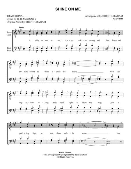 Shine On Me Men Sheet Music