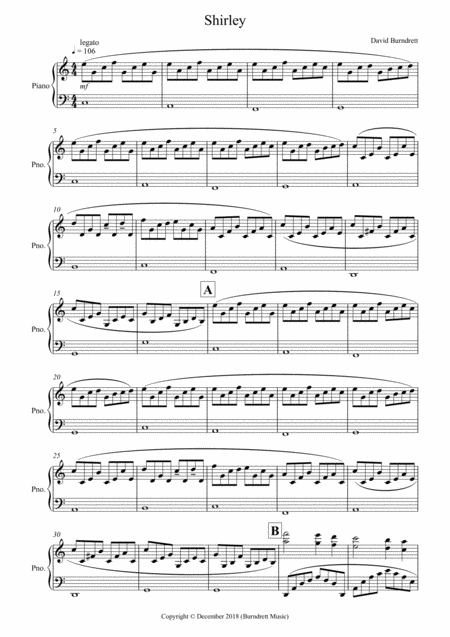 Free Sheet Music Shirley For Piano Solo