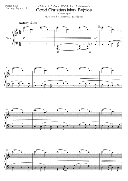 Free Sheet Music Short Ez Piano 236 For Christmas Good Christian Men Rejoice