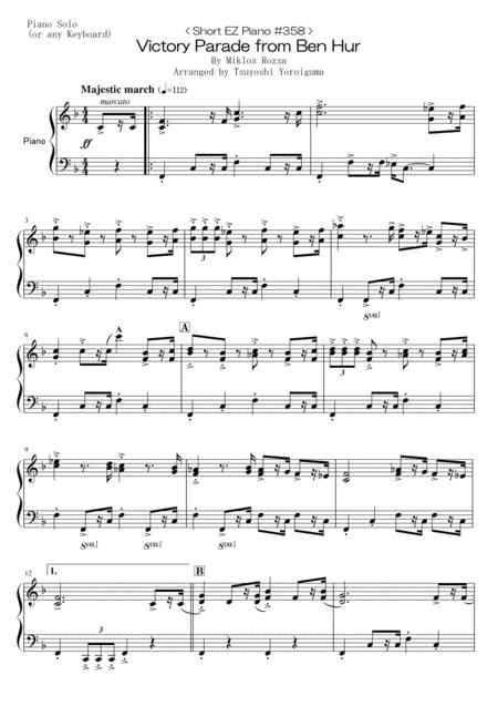 Free Sheet Music Short Ez Piano 358 Victory Parade From Ben Hur