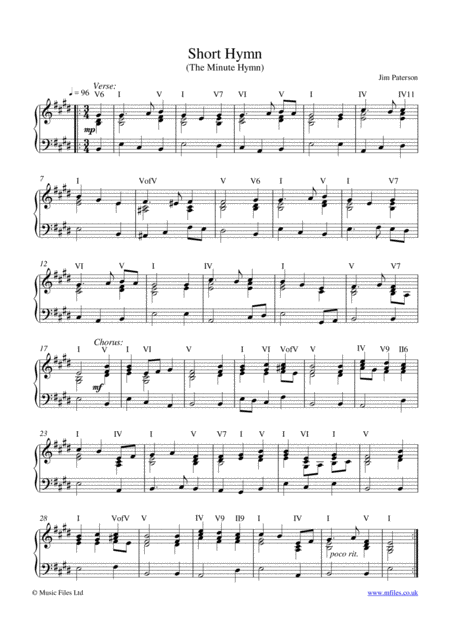 Free Sheet Music Short Hymn