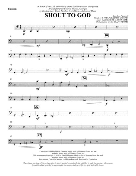 Shout To God Bassoon Sheet Music