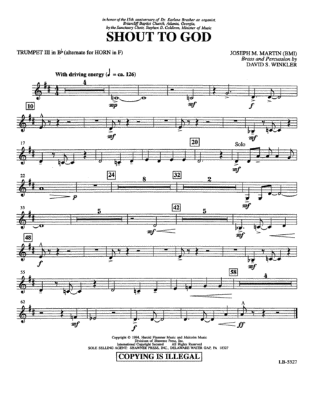 Free Sheet Music Shout To God Bb Trumpet 3