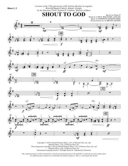 Free Sheet Music Shout To God F Horn 1 2