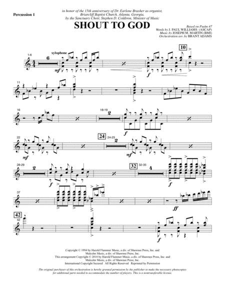 Free Sheet Music Shout To God Percussion 1