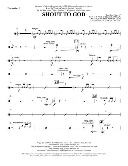 Shout To God Percussion 2 Sheet Music