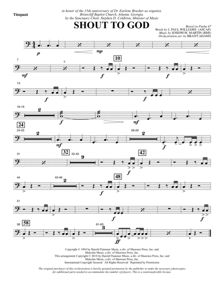 Free Sheet Music Shout To God Timpani