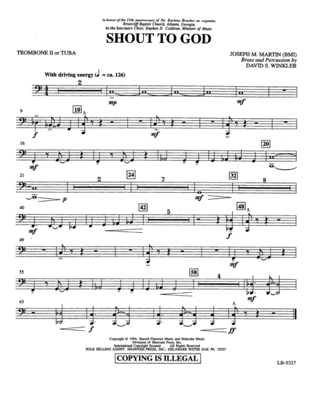 Shout To God Trombone 2 Tuba Sheet Music