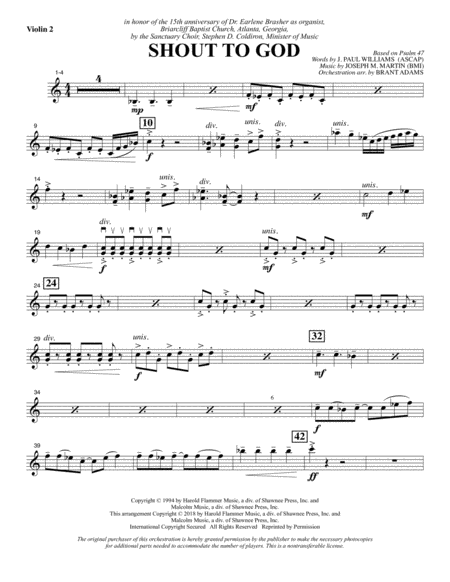 Shout To God Violin 2 Sheet Music