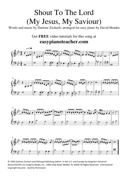 Free Sheet Music Shout To The Lord My Jesus My Saviour Very Easy Piano