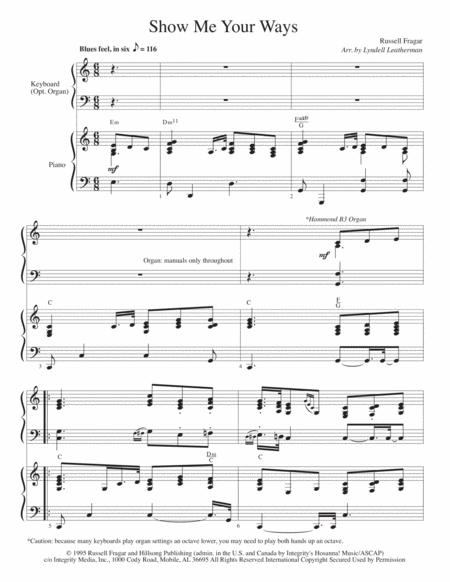 Show Me Your Ways Piano Keyboard Duet Sheet Music