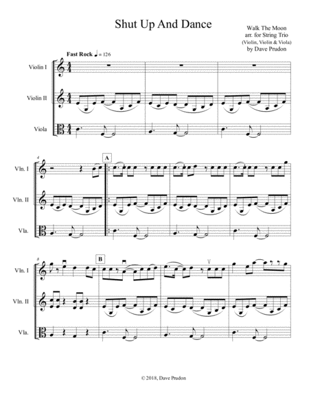 Shut Up And Dance For Violin Violin Viola Sheet Music