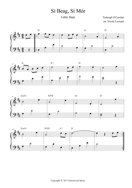 Si Beag Si Mor Sheebeg Sheemore For Celtic Harp Sheet Music